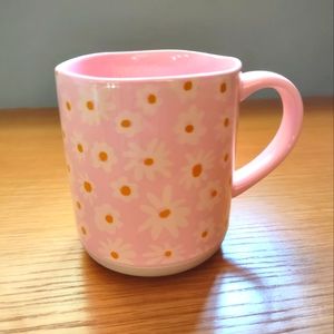 Pink Daisy mug barbiecore 60's 70's style opal